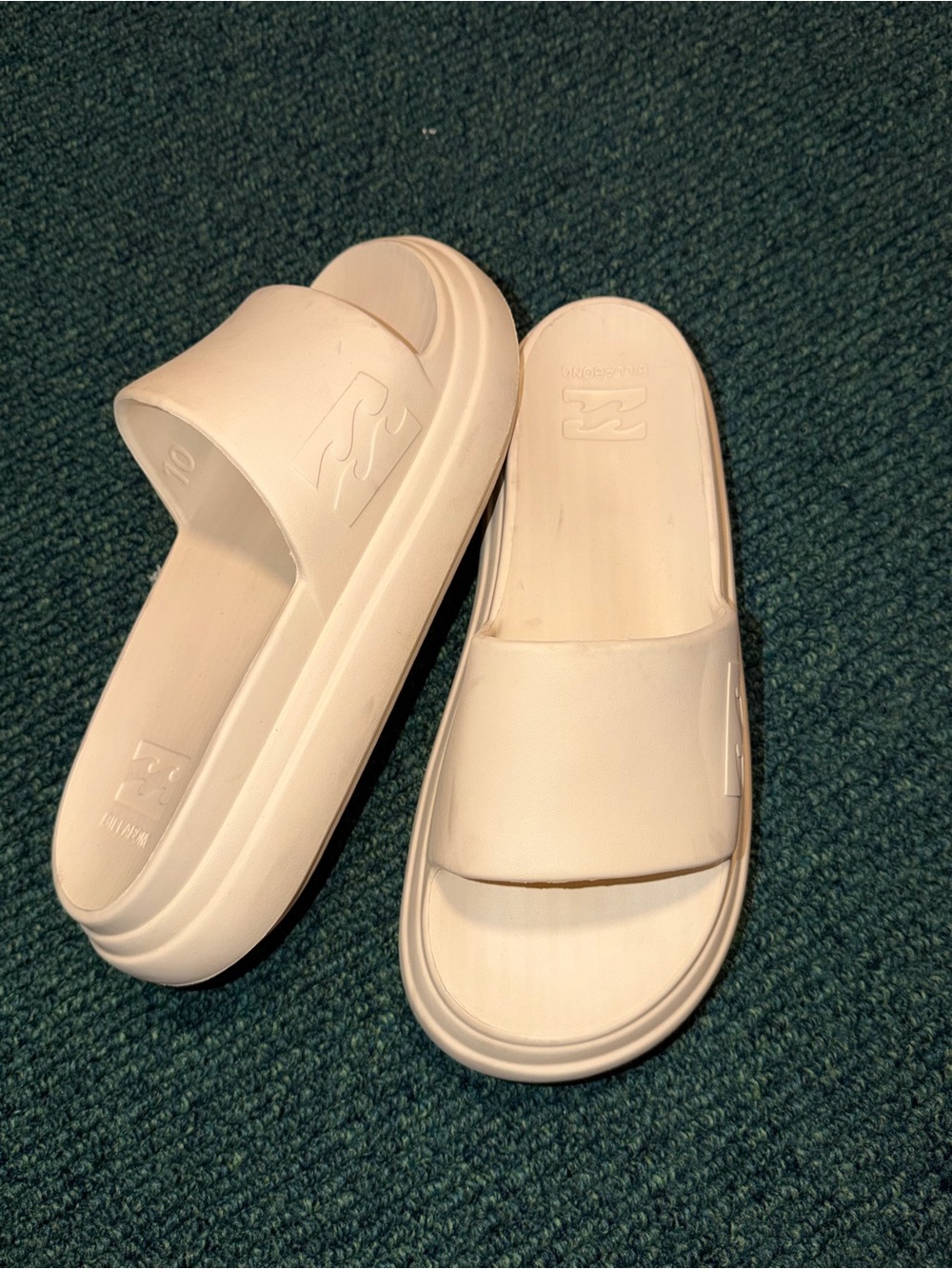 Billabong Platform Slides White Platform Slide Sandals with Embossed Logo